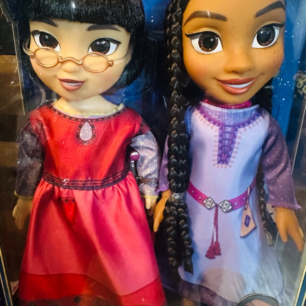 Kids Dolls Set with Red and Purple Dresses WISH Alpha & Dahlia 14" Best Friends